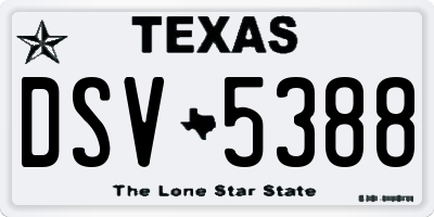 TX license plate DSV5388