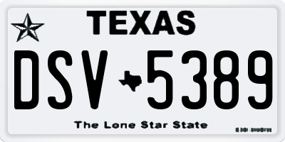TX license plate DSV5389