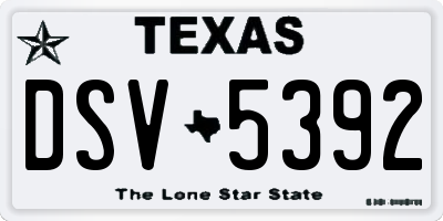 TX license plate DSV5392
