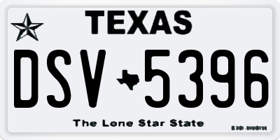 TX license plate DSV5396