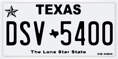 TX license plate DSV5400