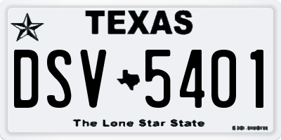 TX license plate DSV5401