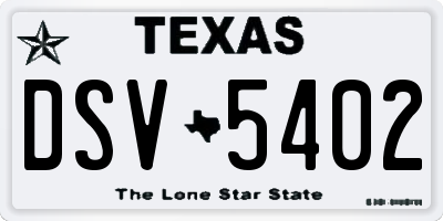 TX license plate DSV5402