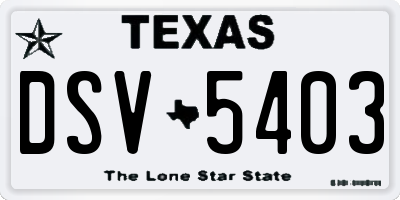 TX license plate DSV5403