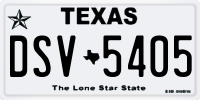 TX license plate DSV5405