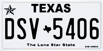 TX license plate DSV5406