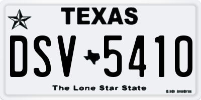 TX license plate DSV5410