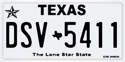TX license plate DSV5411