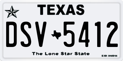 TX license plate DSV5412