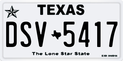 TX license plate DSV5417