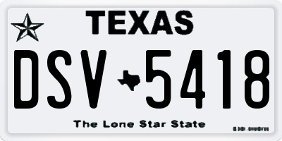 TX license plate DSV5418