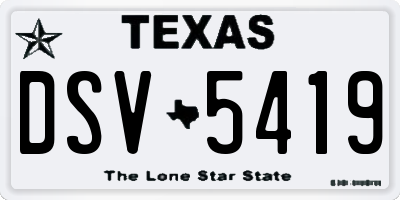 TX license plate DSV5419