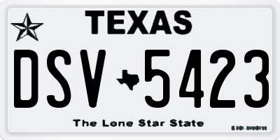 TX license plate DSV5423