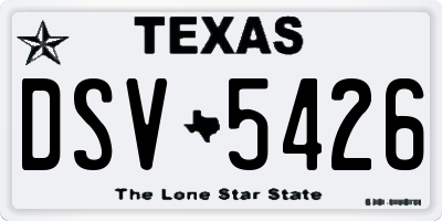 TX license plate DSV5426