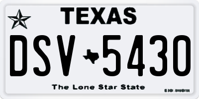 TX license plate DSV5430
