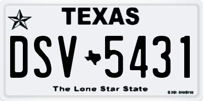 TX license plate DSV5431