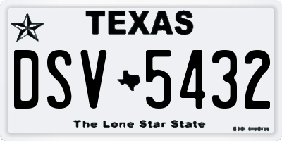 TX license plate DSV5432