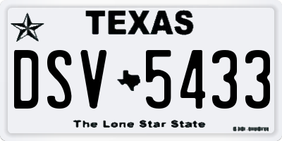 TX license plate DSV5433