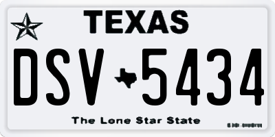 TX license plate DSV5434