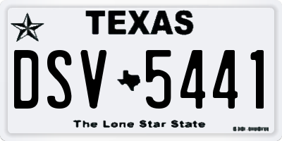 TX license plate DSV5441