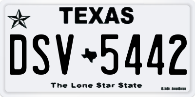 TX license plate DSV5442