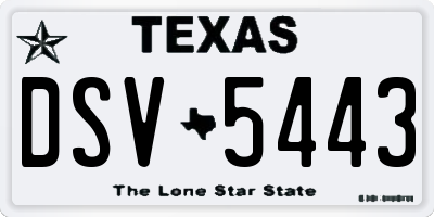 TX license plate DSV5443