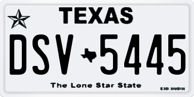 TX license plate DSV5445