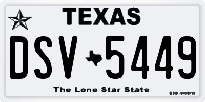 TX license plate DSV5449