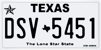 TX license plate DSV5451