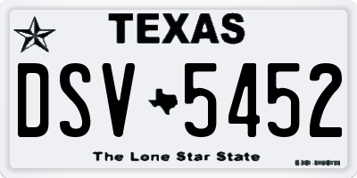 TX license plate DSV5452