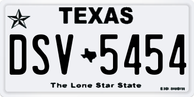 TX license plate DSV5454