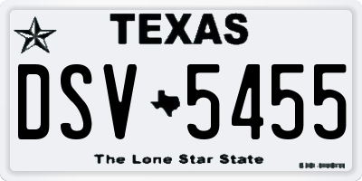 TX license plate DSV5455