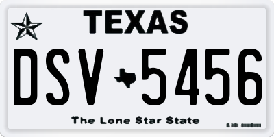 TX license plate DSV5456