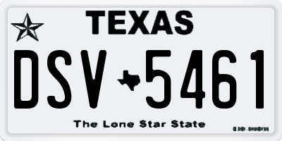 TX license plate DSV5461