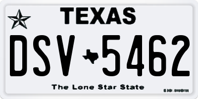 TX license plate DSV5462