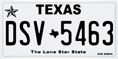 TX license plate DSV5463