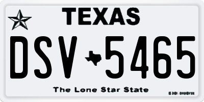 TX license plate DSV5465