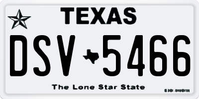 TX license plate DSV5466