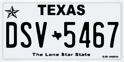 TX license plate DSV5467