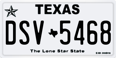 TX license plate DSV5468