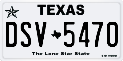 TX license plate DSV5470