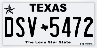 TX license plate DSV5472