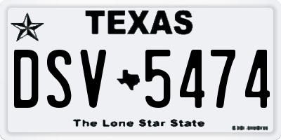 TX license plate DSV5474