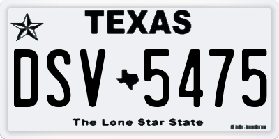 TX license plate DSV5475