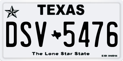 TX license plate DSV5476