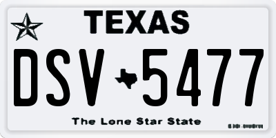TX license plate DSV5477