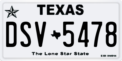 TX license plate DSV5478