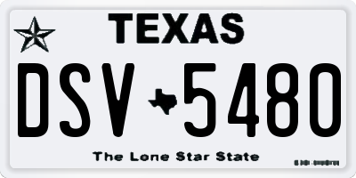 TX license plate DSV5480