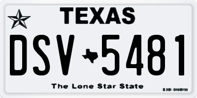 TX license plate DSV5481