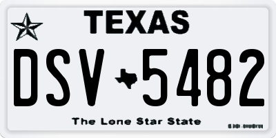 TX license plate DSV5482